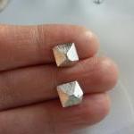 Silver Stud Earrings Pyram..